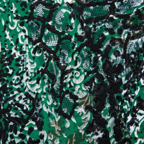 NWOT ALICE + OLIVIA GREEN ANIMAL PRINT DEVORE FAUX WRAP - Picture 4 of 5